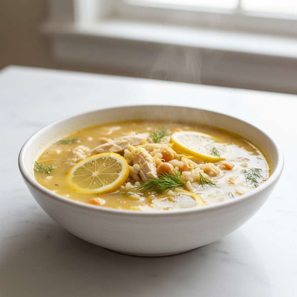 Mediterranean lemon chicken soup