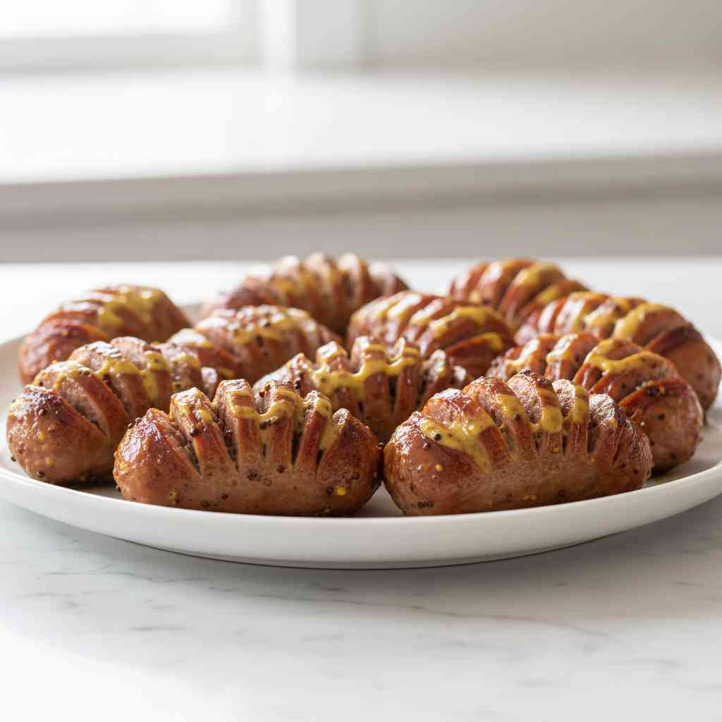 Mustard Hasselback Kielbasa Bites Recipe
