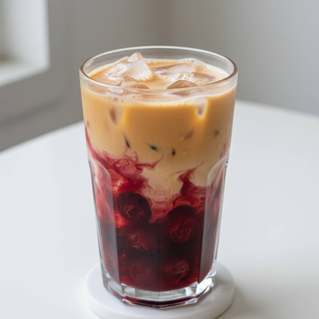 Refreshing Iced Cherry Earl Grey Milk Tea