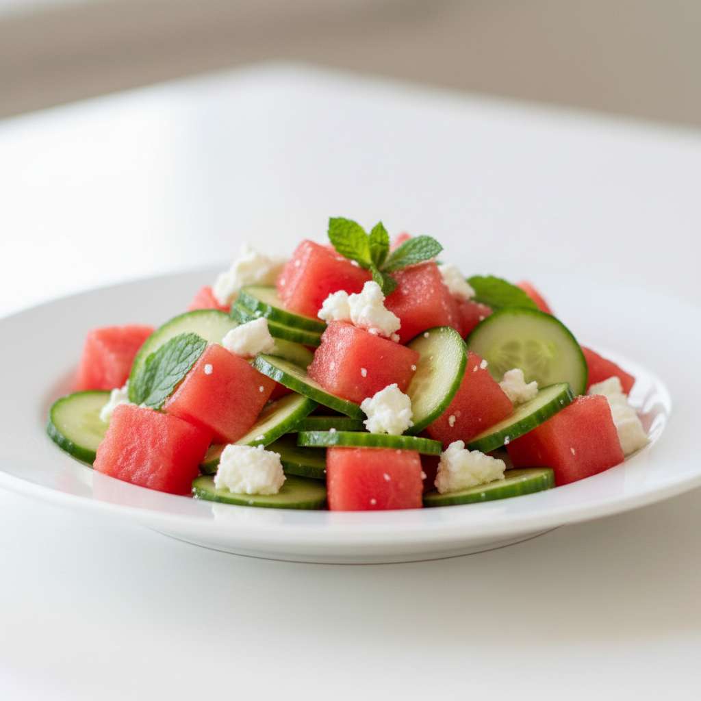 Refreshing Watermelon Salad Cucumber Feta - Traditional Country Recipe