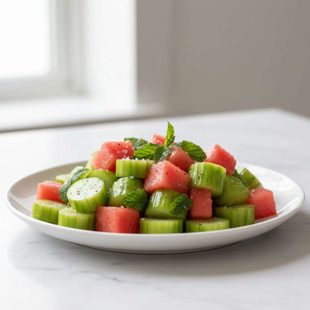 smashed cucumber and watermelon salad