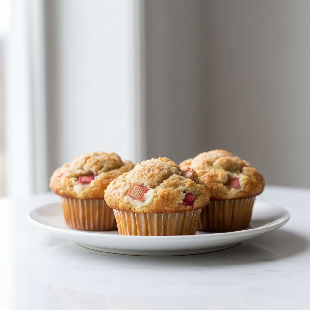 Sour Cream Rhubarb Muffins