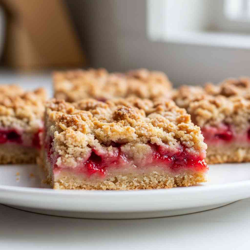 Strawberry Rhubarb Crumb Bars - Traditional Country Recipe