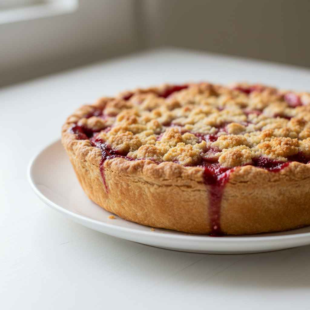 Strawberry Rhubarb Pie with Crumb Topping