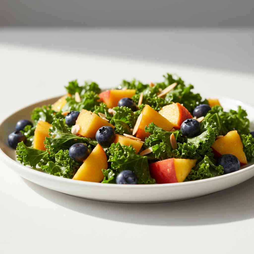 Summer Peach Blueberry Kale Salad
