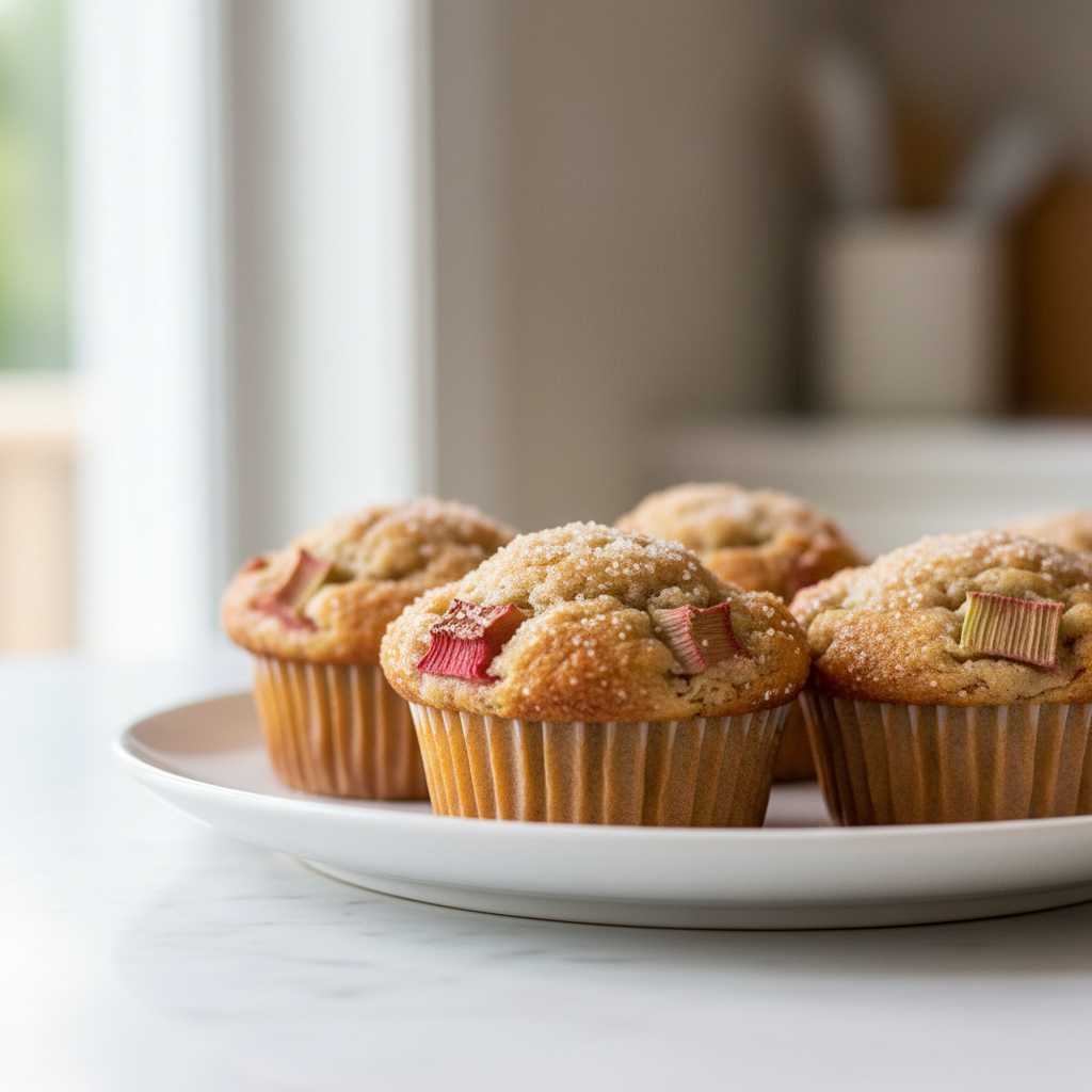 Sweet Tangy Rhubarb Muffins