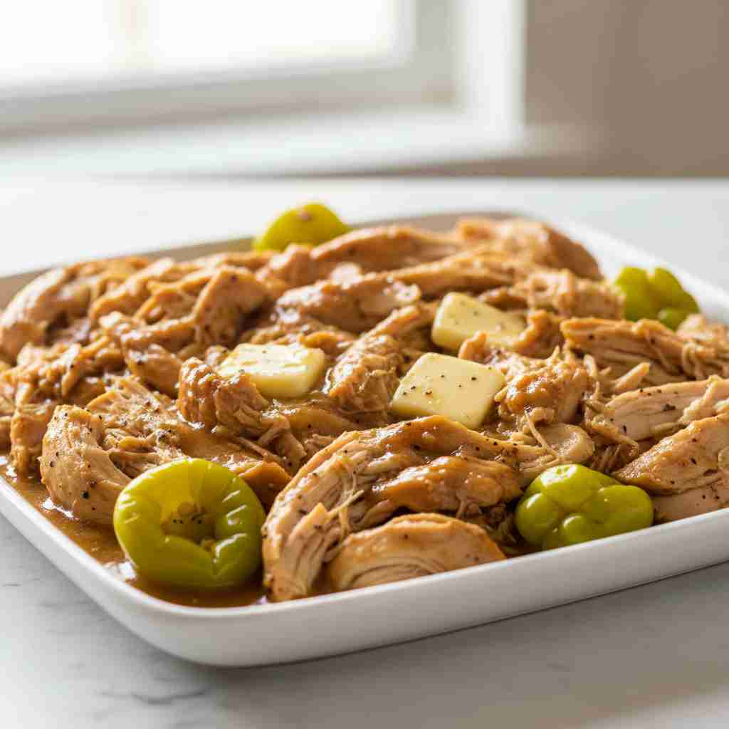 Tender Juicy Crockpot Mississippi Chicken