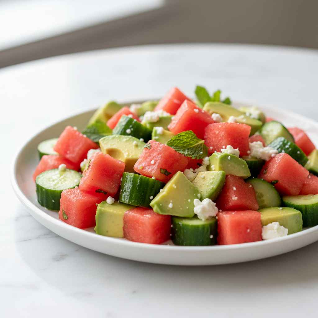 Watermelon Avocado Cucumber Salad