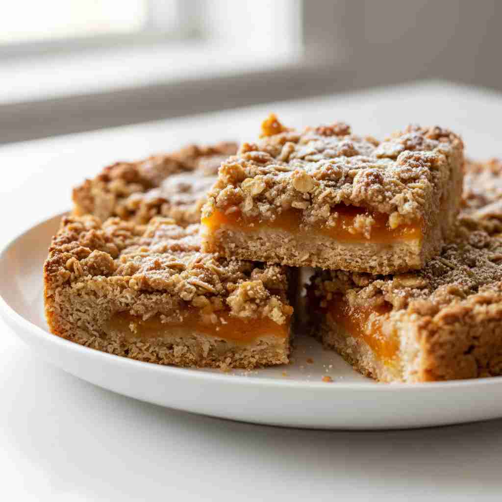 Buttery Apricot Oatmeal Crumble Bars