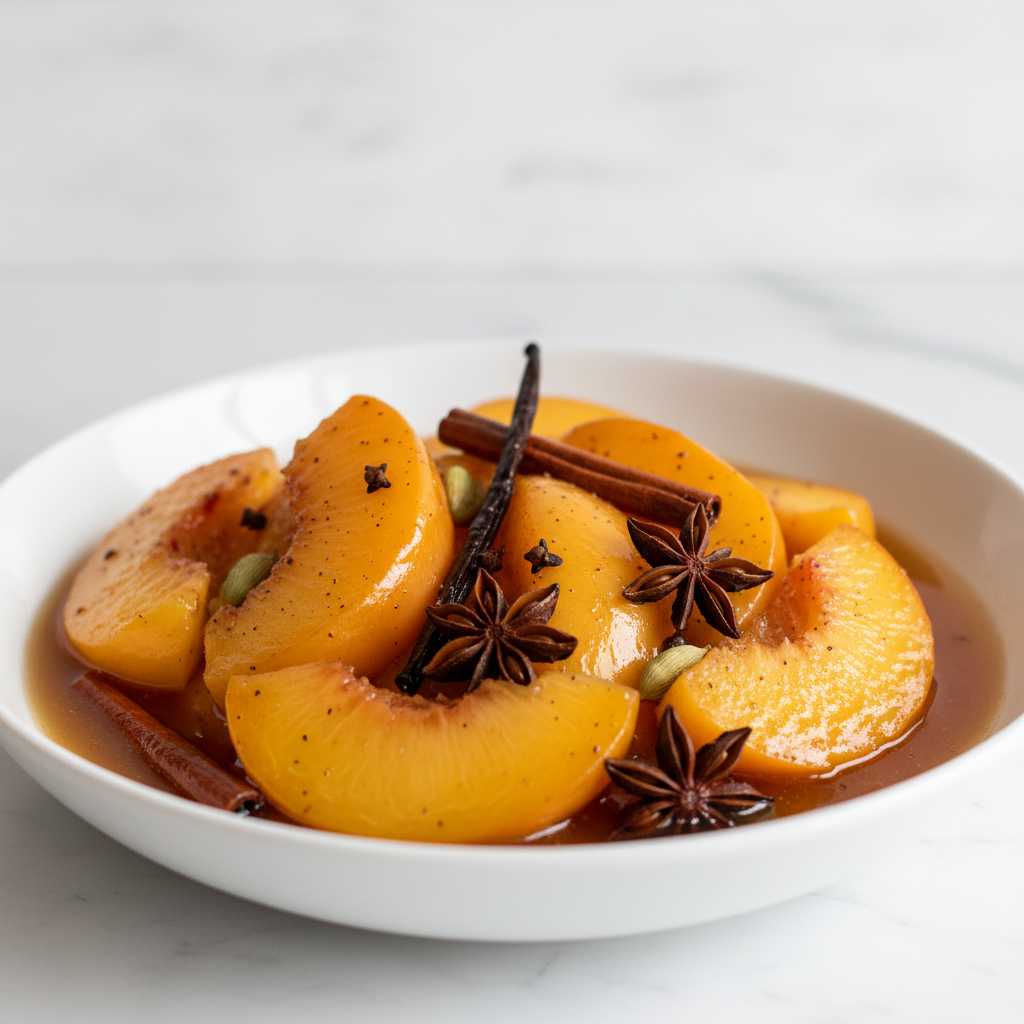 Spiced Poached Stewed Peach Compote