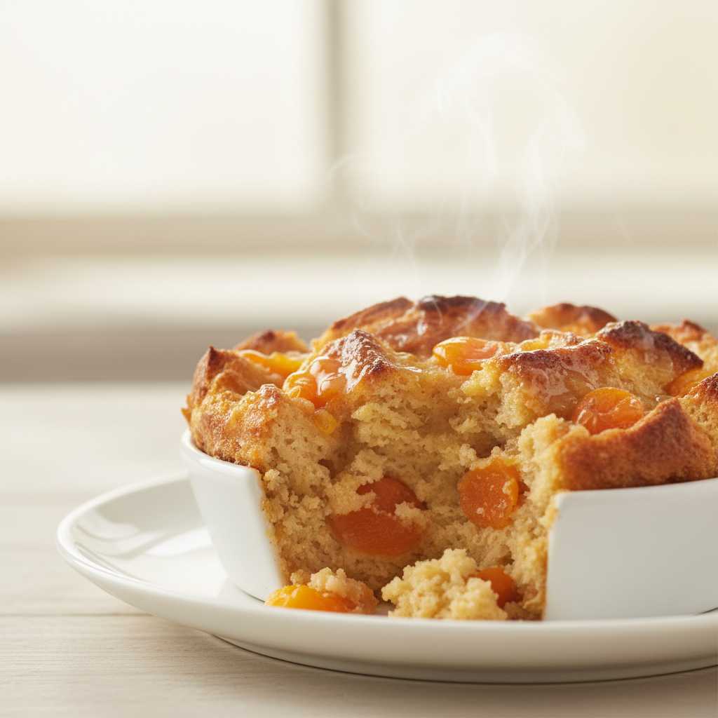 Warm Cozy Apricot Bread Pudding