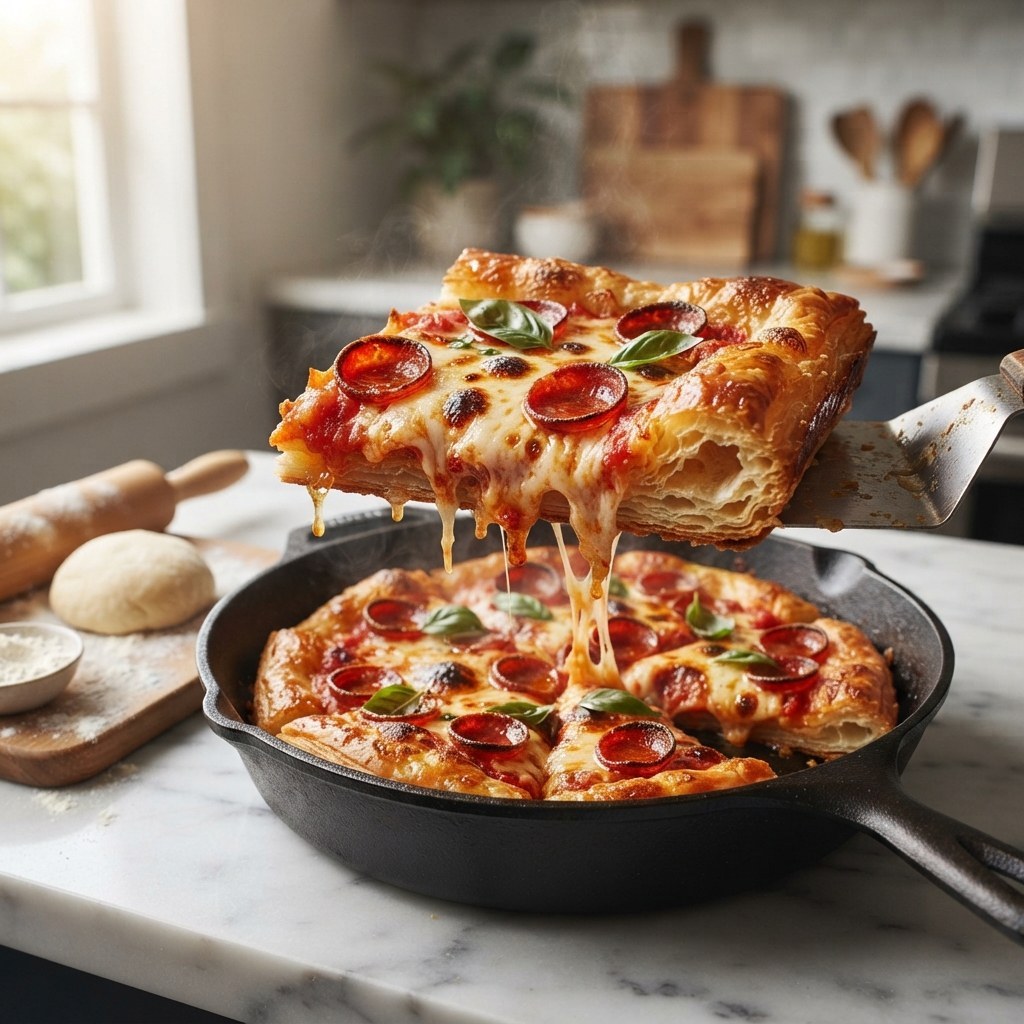 Homemade Buttery Flaky Puff Crust Pizza